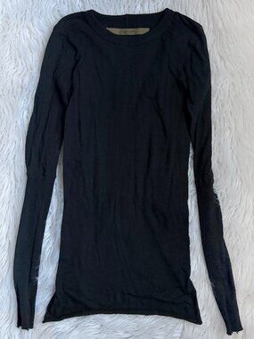 Black Enza Costa Long Sleeve Crew Neck Tee with Tumb Holes size XS
